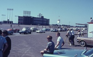 My brother and I watch the races held around the old Metropolitan Stadium in Minneapolis. 