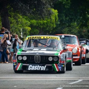 Andrew and I are part of the parade of race cars through Carmel to Ocean Avenue.